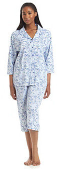Karen Neuburger KN Plus Size Knit Capri Pajama Set - Blue Floral