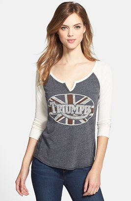 Lucky Brand 'Triumph Oval' Graphic Thermal Sleeve Tee