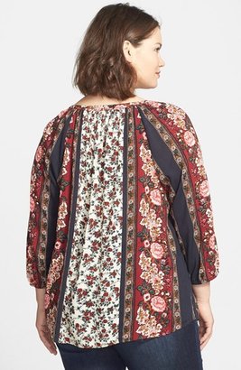Lucky Brand Floral Scarf Print Top (Plus Size)
