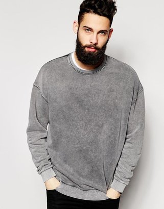 ASOS Oversized Sweatshirt With Acid Wash