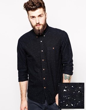ASOS Oxford Shirt In Black With Long Sleeve And Neps - Black