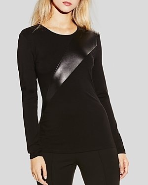 Vince Camuto Faux Leather Panel Tee