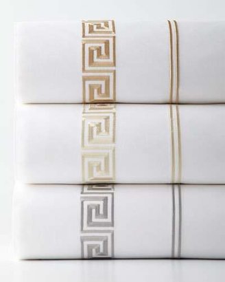 Peter Reed King Greek Key Embroidered 200 Thread-Count Flat Sheet