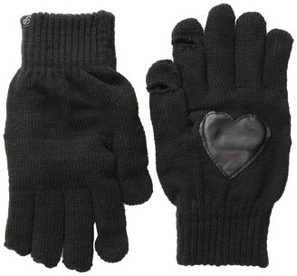 Plush Fleece-Lined Heart Patch Smartphone Gloves