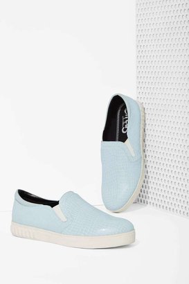 Nasty Gal Factory Cruz Faux Crocodile Slip-On Sneaker - Ice Blue