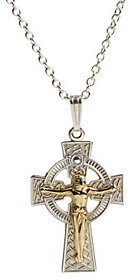 Celtic QVC Sterling Silver Cross Crucifix with 14K Gold Plating