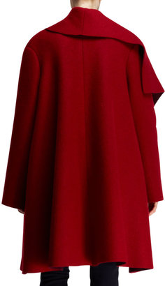 Lanvin Full-Lapel Draped Wool-Mohair Coat