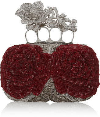 Alexander McQueen Knuckle bead and Swarovski crystal-embellished canvas box clutch