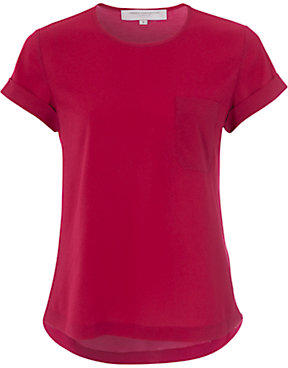 French Connection Polly Plains Pocket Tee, Berry Punch
