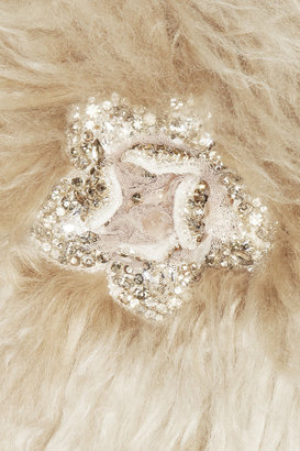 Lanvin Crystal-brooch shearling jacket