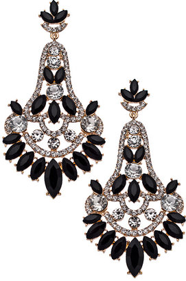 Blu Bijoux Gold Black and Crystal Chandelier Earrings