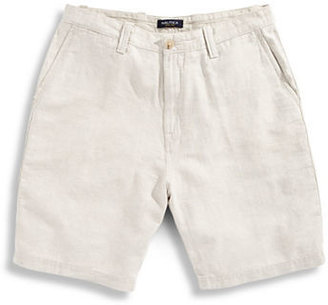 Nautica Classic Fit Linen Blend Shorts-BRIGHT WHITE-40