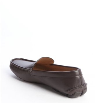 Prada Dark Brown Leather Moc Toe Slip On Loafers