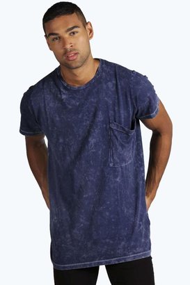 boohoo Acid Wash Oversized Longline Pocket T Shirt