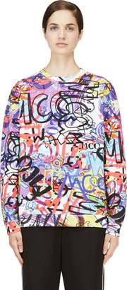 McQ Purple Graffiti Print Sweatshirt