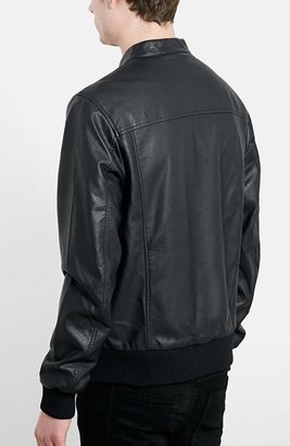 Topman Faux Leather Bomber Jacket
