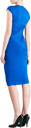 Donna Karan Cap-Sleeve Draped Jersey Envelope Dress, Blue