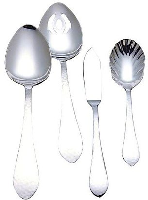 Reed & Barton Hammered Antique 18/10 Stainless Steel 4pc Flatware Hostess Set