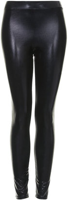 Topshop High shine wetlook leggings. 94% polyester, 6% elastane. machine washable.