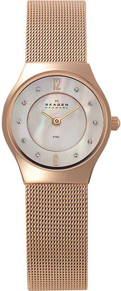 Skagen 233XSRR rose gold-plated and mesh watch
