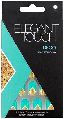 Elegant Touch Abstract Nail Deco - Teal/Gold
