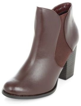 New Look Wide Fit Burgundy Swirl Chelsea Block Heel Boots