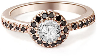 Real .93ct Black And White Diamond Wedding Ring 14k Rose Gold