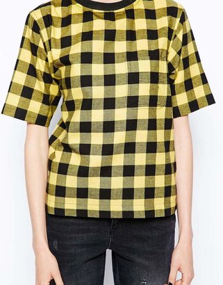 Ann Sofie Back Back By BACK By Ann-Sofie Checked Flannel T-Shirt With Front Pocket