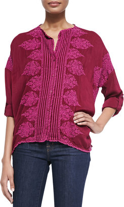 Johnny Was Collection Fay Boxy Button-Front Blouse