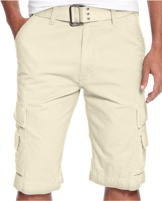 Royal Premium Denim Cargo-Pocket Shorts & Webbing Belt