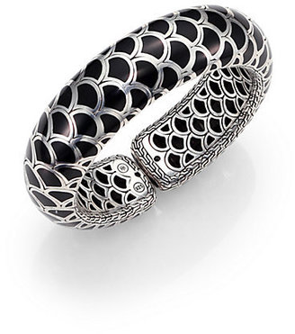 John Hardy Naga Enamel & Sterling Silver Wide Flex Cuff Bracelet/Black