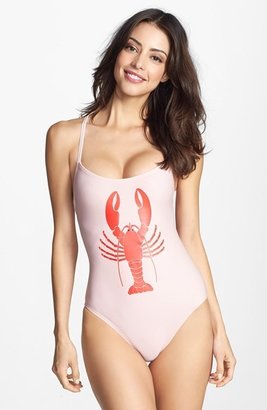 Wildfox Couture 'Shipwrecked - Lobster' Lace-Up Back One-Piece Swimsuit