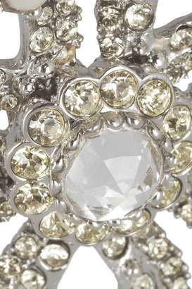 Miu Miu Silver-plated, Swarovski pearl and crystal clip earrings