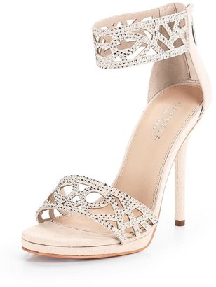 Carvela Gloss Jewelled Two-Part Sandals - Nude