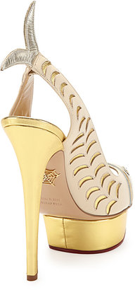 Charlotte Olympia Catch of the Day Platform Pump, White/Platinum/Gold
