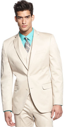 Tallia Suit, Tan Cotton Vested Slim Fit