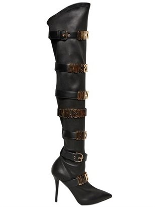 Moschino 105mm Logo Lettering Leather Boots
