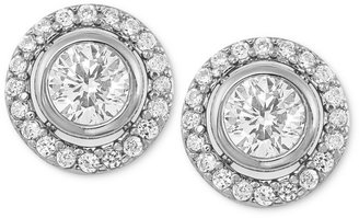 Carolee Earrings, Silver-Tone Cubic Zirconia Button Stud Earrings (2-2/5 ct. t.w.)