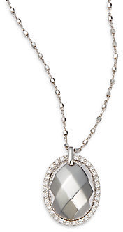 Charriol Columbus Diamond, 18K White Gold & Stainless Steel Oval Pendant Necklace