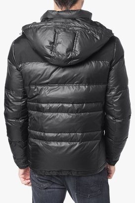 7 For All Mankind Mix Media Down Jacket In Black