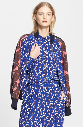 Stella McCartney Floral Print Silk Bomber Jacket