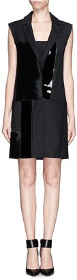 Victoria Beckham VICTORIA, Calf hair and patent leather wool suit dress