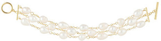 Lauren Ralph Lauren Pearl Haze 8" 3 Row Organic Pearl With Chain With Ring And Toggle Bracelet