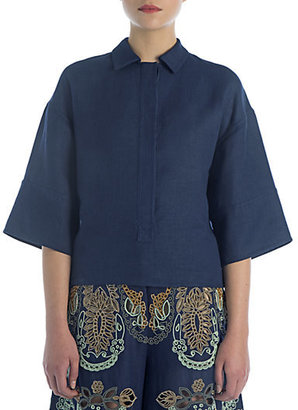 Valentino Collared Wide-Sleeve Top