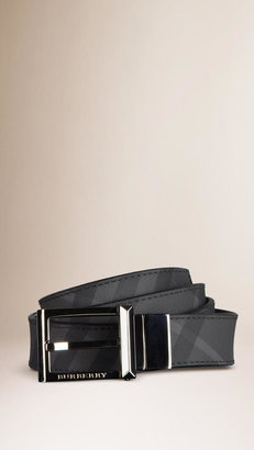 Burberry Charcoal Check Reversible Leather Belt