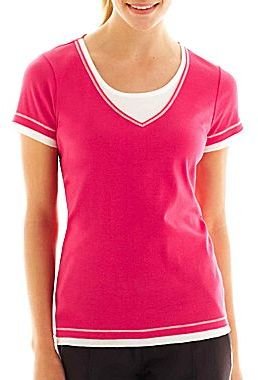 JCPenney Made for Life Short-Sleeve Layered Tee - Petite