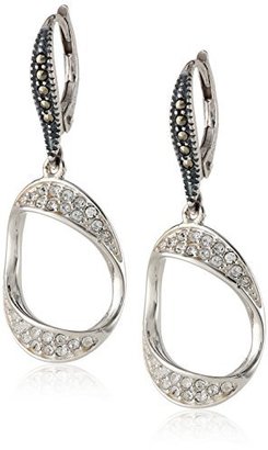 Judith Jack Glitter Links" Swarovski Marcasite Crystal Leverback Drop Earrings