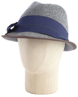 Grace Hats grey and navy wool blend 'Morry' modified fedora