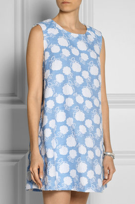 MSGM Floral-embroidered cotton-blend dress