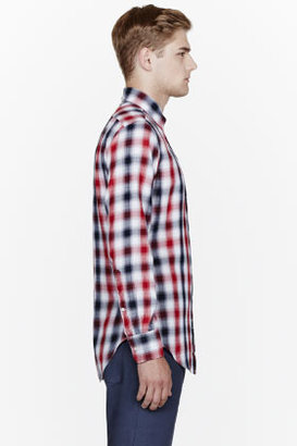 Thom Browne Red faded buffalo check classic shirt